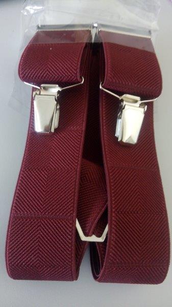 Pánské šle - kšandy 25 mm X, 115 cm bordó