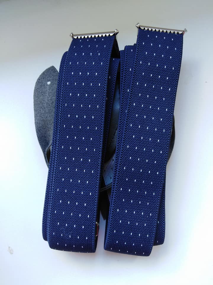 Pánské šle - kšandy s poutky Y 30 mm, 115 cm tmavě modré