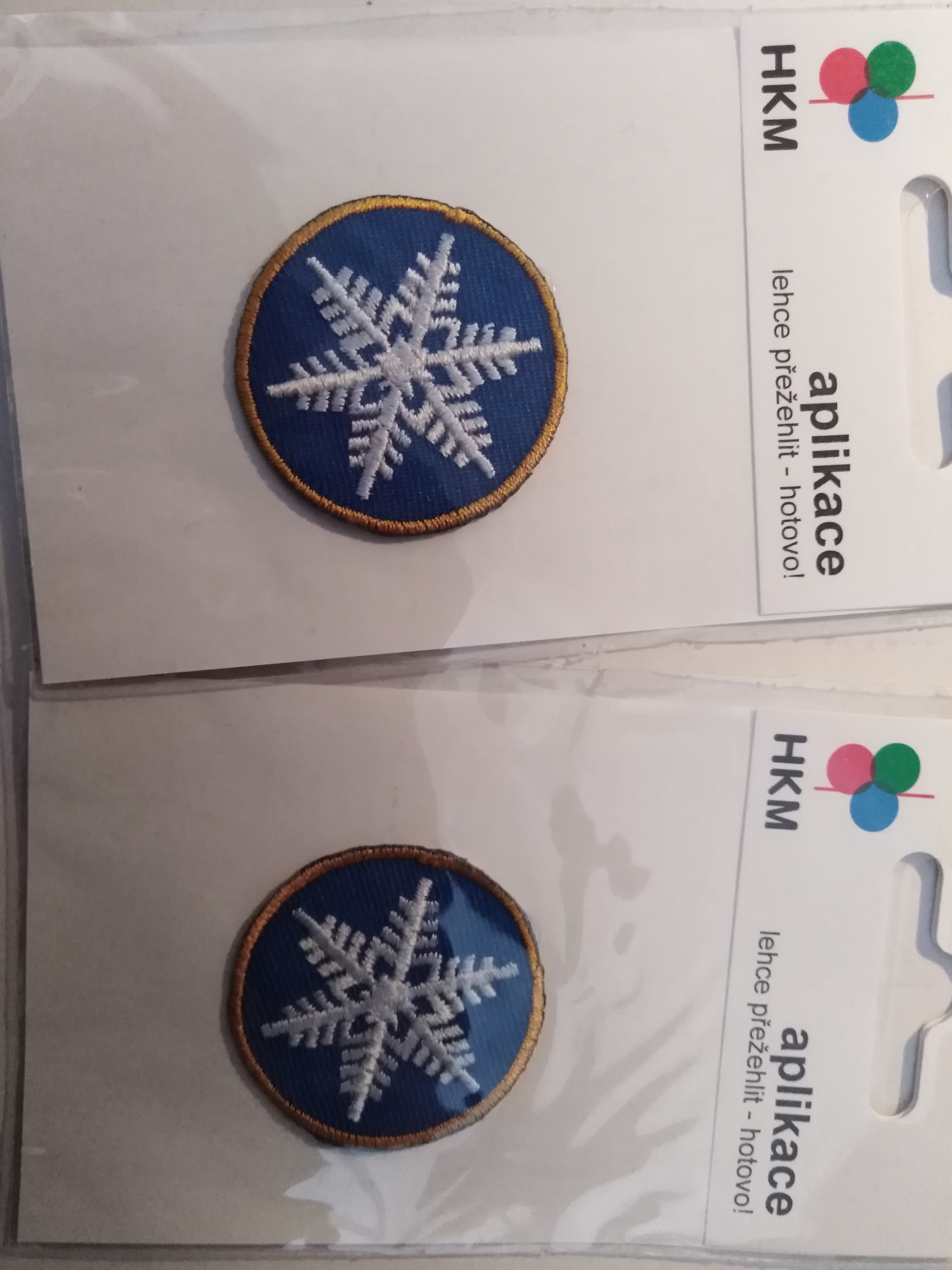 Aplikace nažehlovací vločka modrá