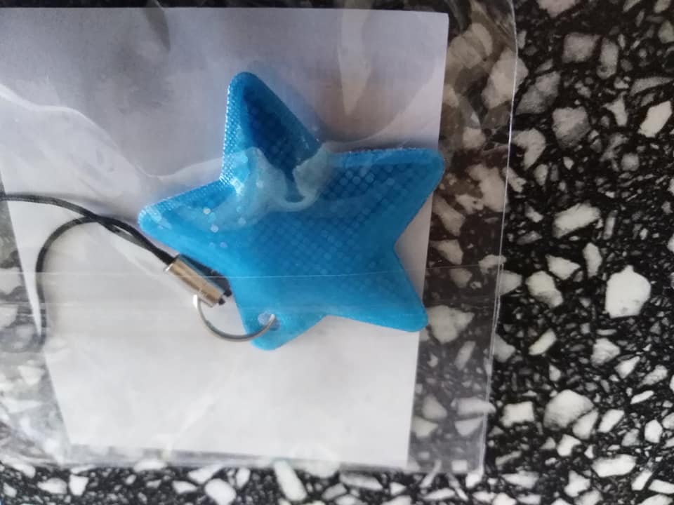 Reflexní taháček na zip modrá hvězdička