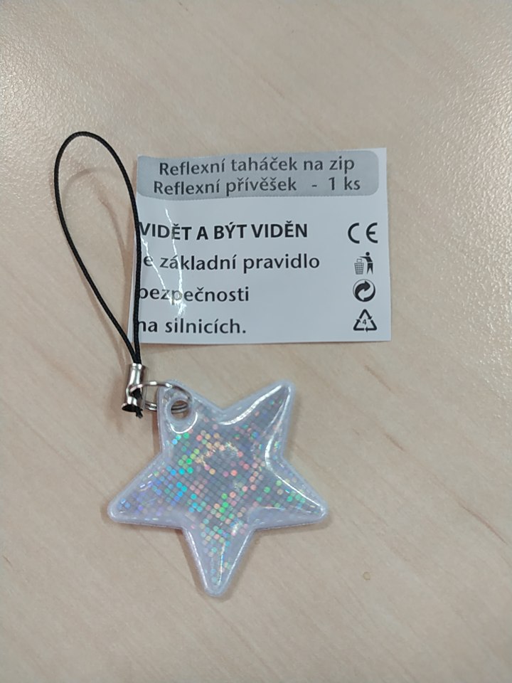 Reflexní taháček na zip bílá hvězdička