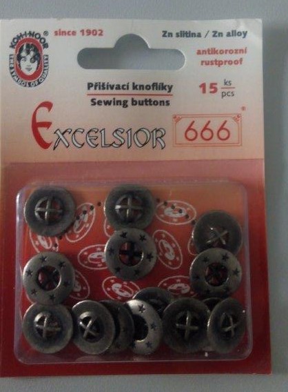 Kovový knoflík Willy 15 ks velikost 14 mm