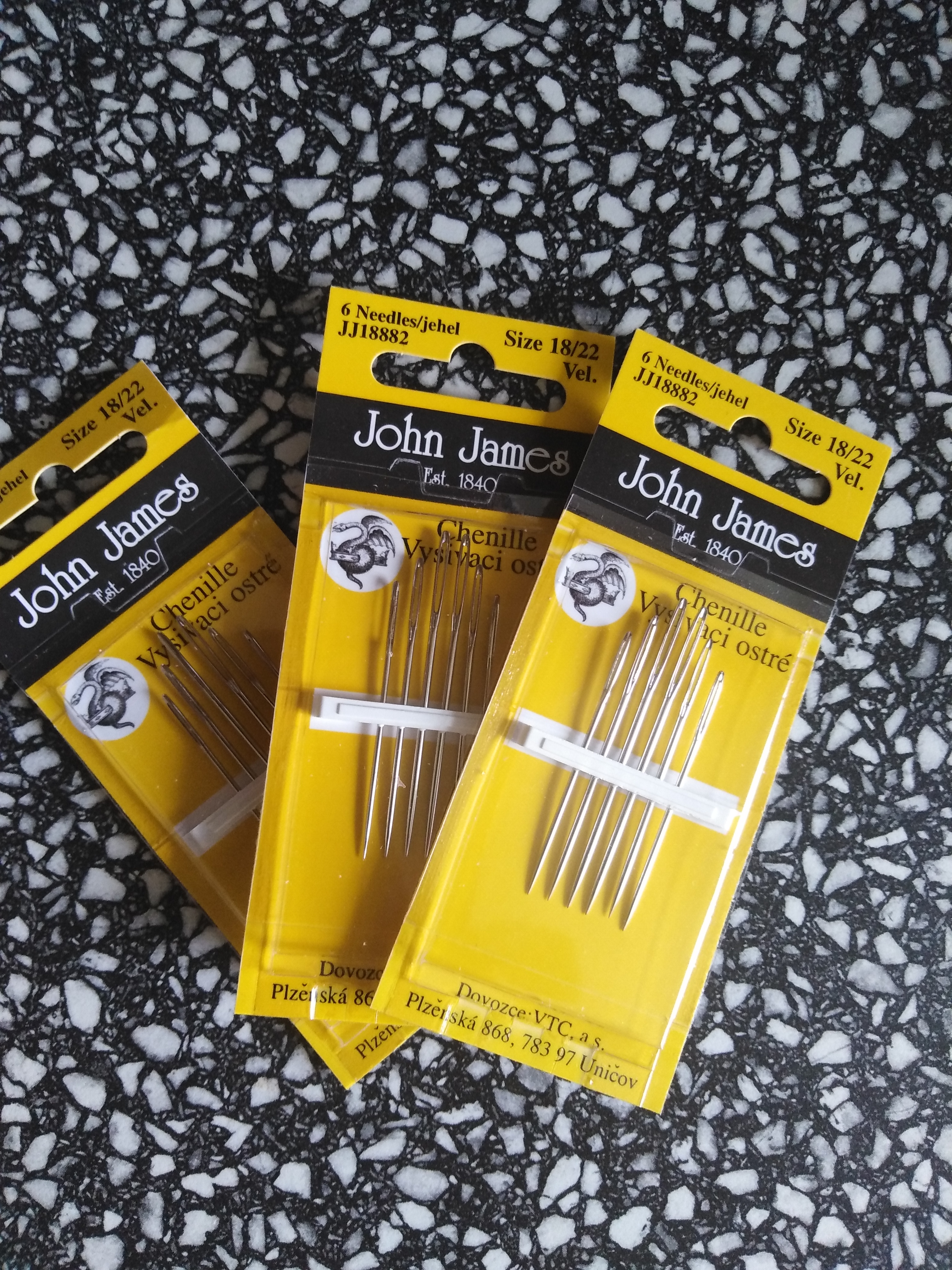 Jehly vyšívací ruční ostré 18/22