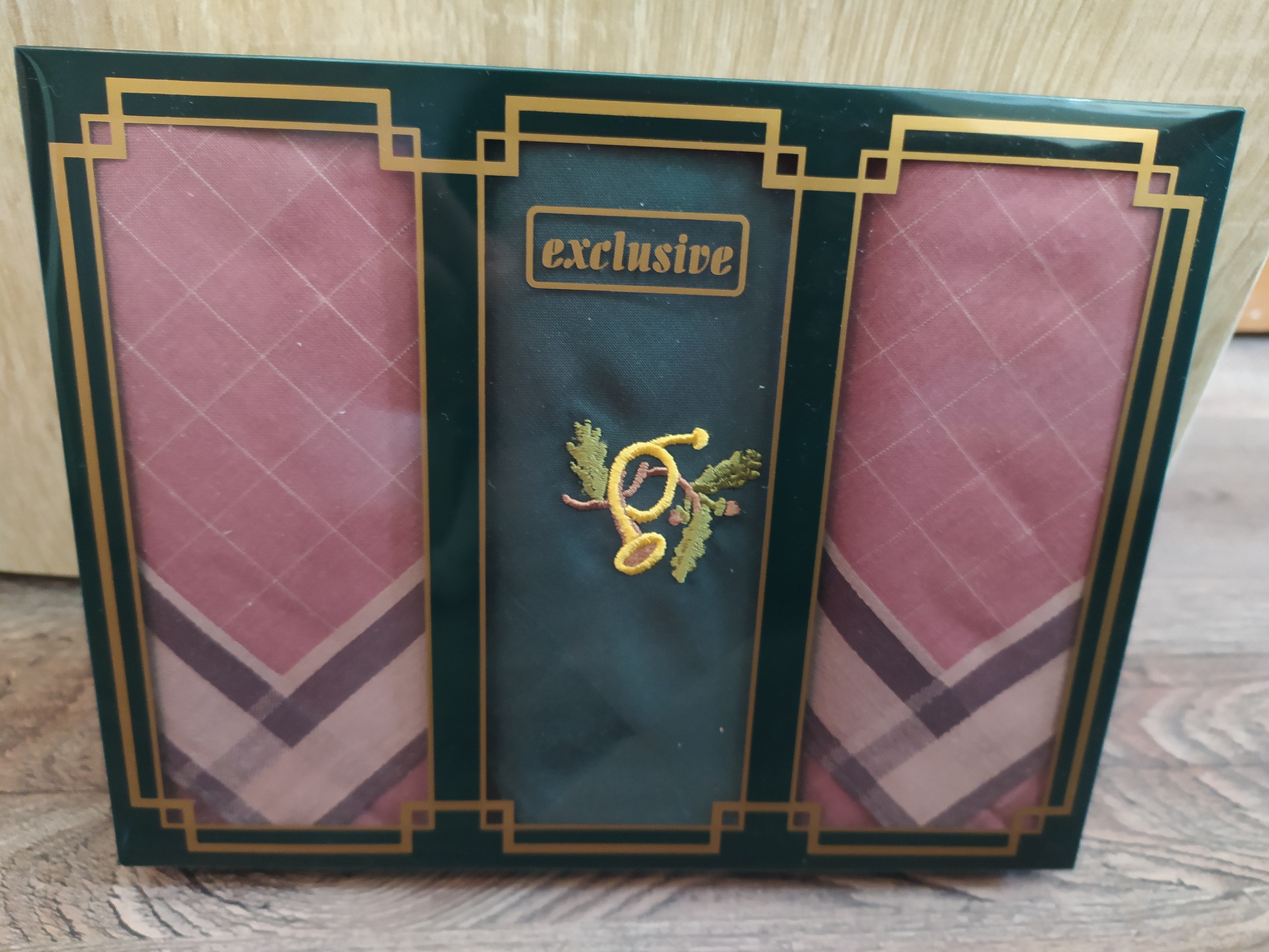 Kapesník pánský vyšívaný - krabička 3 ks - myslivecký