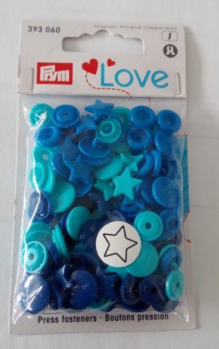 Plastové patentky hvězdičky modrotyrkysové