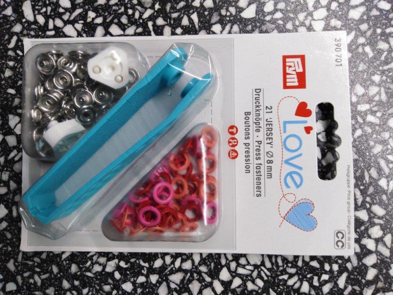 Knoflík stiskací Jersey 8 mm Prym Love růžová oranžová červená