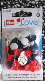 Plastové patentky hvězdičky bílo modro červené