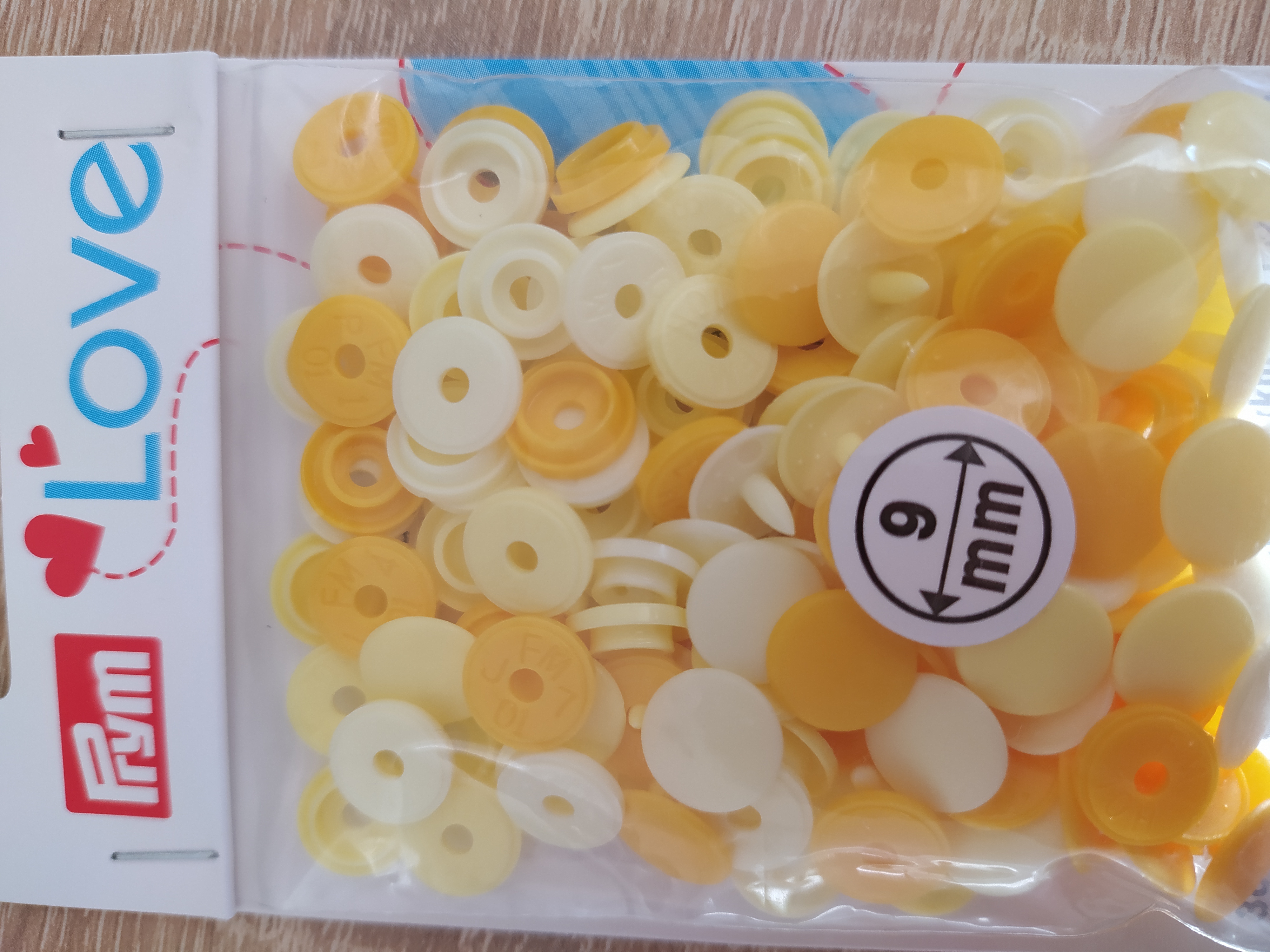 Patentky MINI Color Snaps Prym love žlutý mix