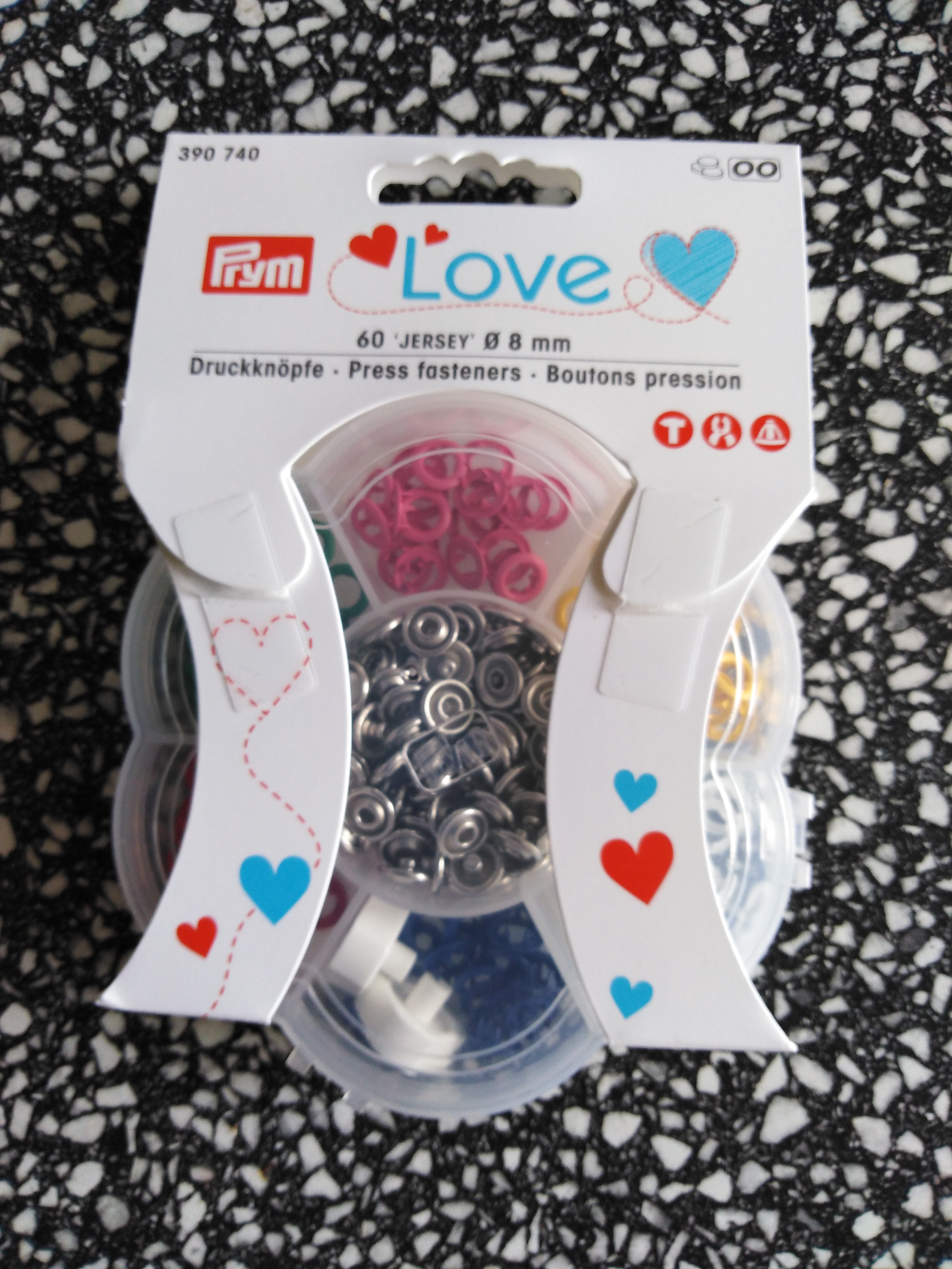 Knoflík stiskací Jersey 8 mm 60 ks Prym Love