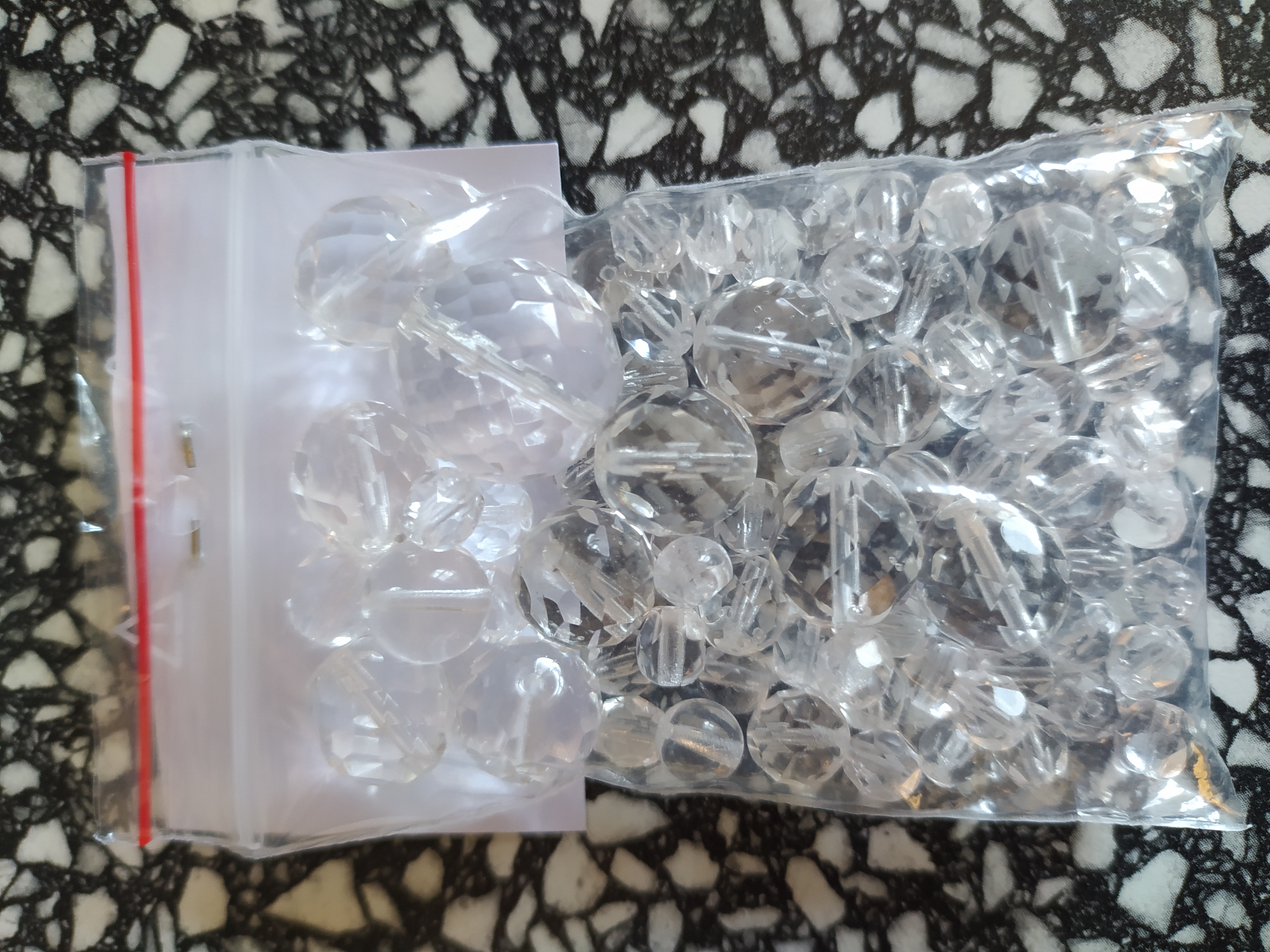 Korálky skleněné mix 50 g čiré