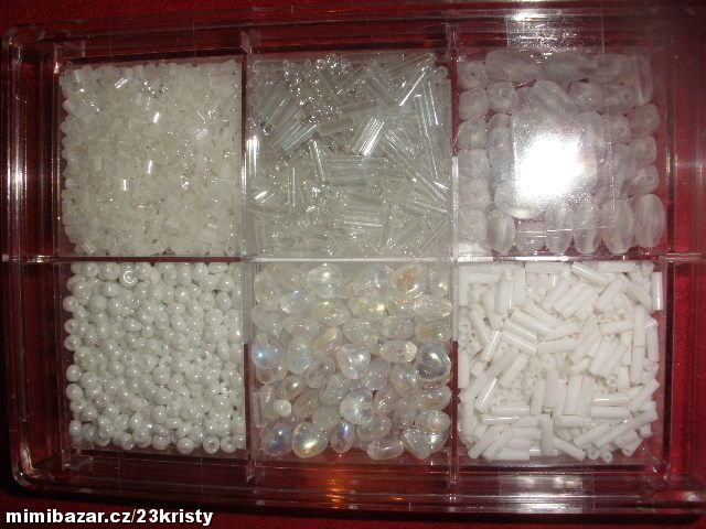 Skleněné perličky - korálky 70 g bílé