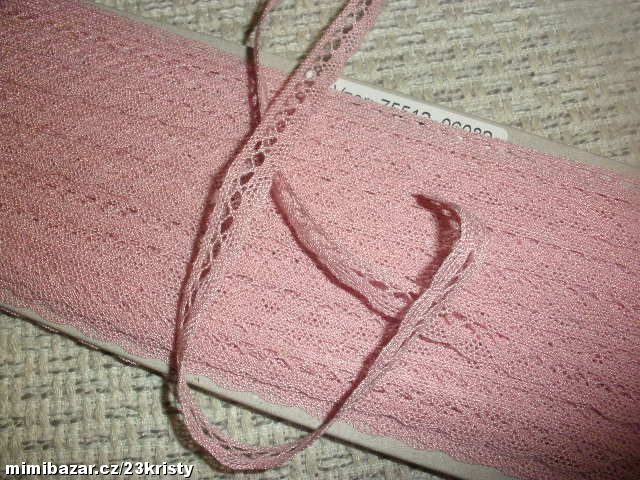 Krajka paličkovaná 10 mm růžová