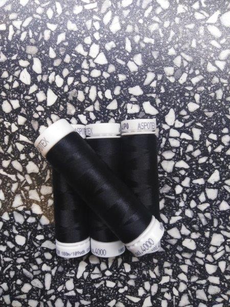 Nitě pružné a entlovací 100 m černá 4000