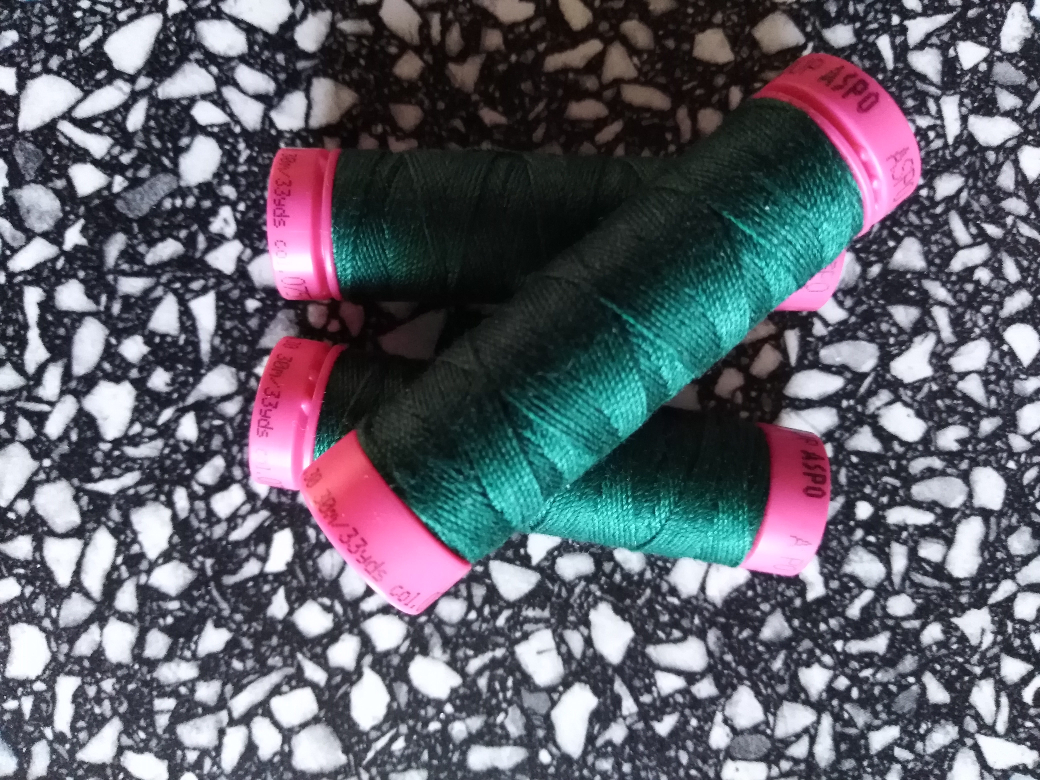 Nitě jeansové ASPO 30 m tmavá zeleň 757