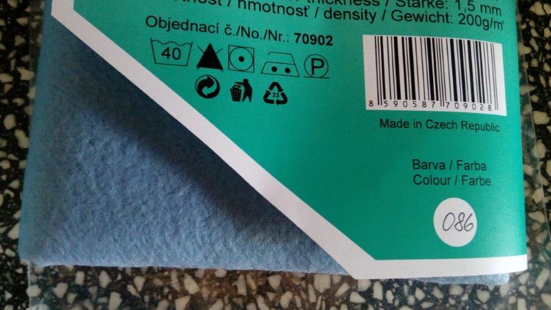 Dekorační plsť - filc 50 x 60 cm světle modrá 086