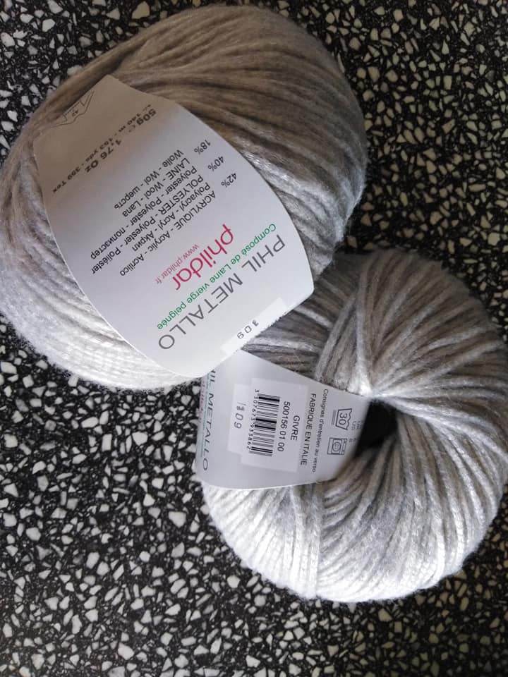 Příze Phil Metallo perlová šeď 100-1447