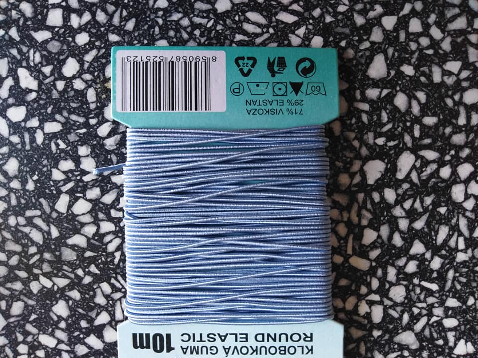 Klobouková guma 1,2 mm - karta 10 m nebeská modř