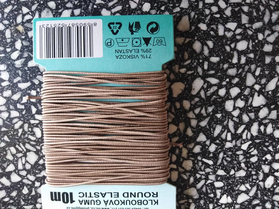 Klobouková guma 1,2 mm - karta 10 m béžová