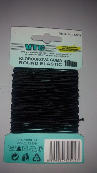 Klobouková guma 1,2 mm - karta 5 m černá