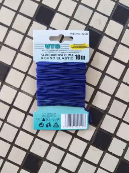 Klobouková guma 1,2 mm - karta 10 m sytě modrá