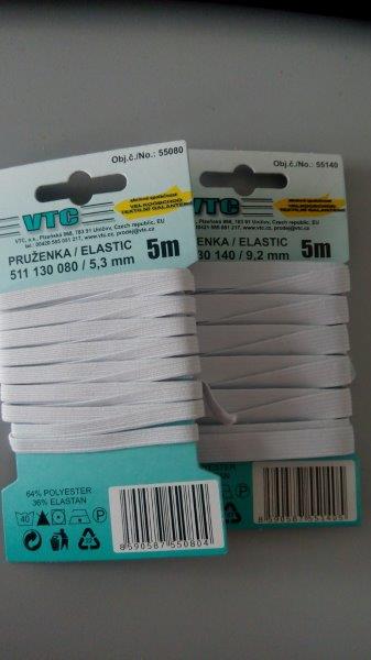 Pruženka 6,6 mm - karta 5 bílá