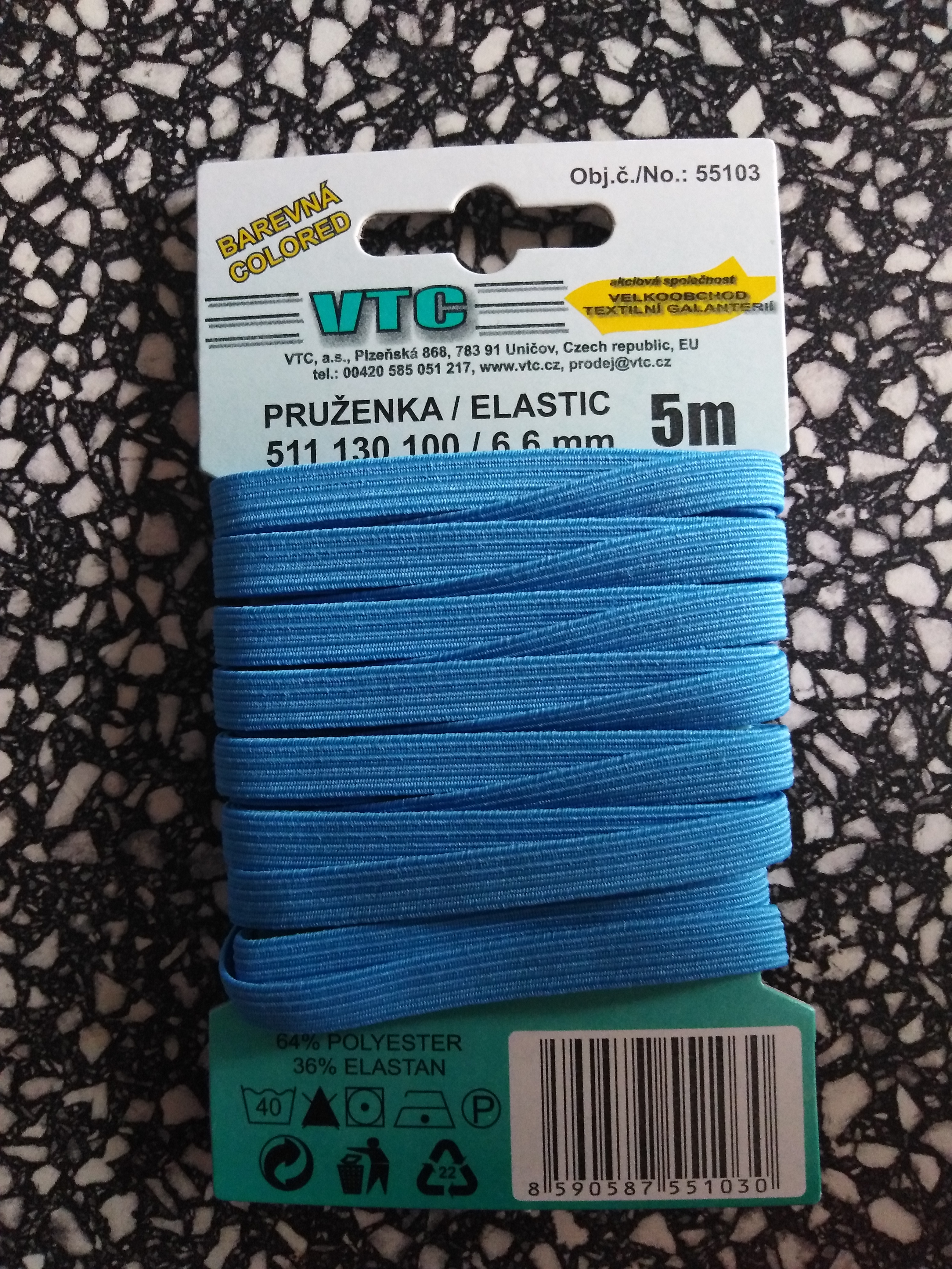 Pruženka 6,6 mm - karta 5 m světle modrá