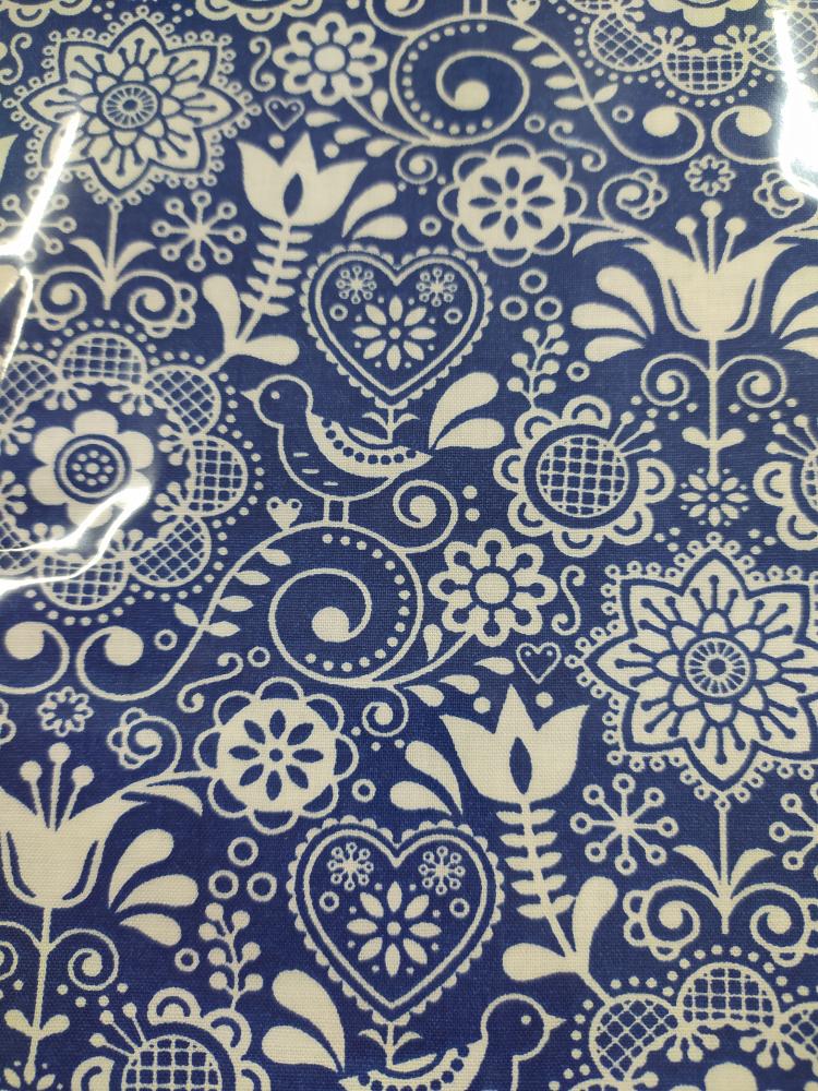 Bavlněný šátek 65 x 65 cm, modrotisk květy II.