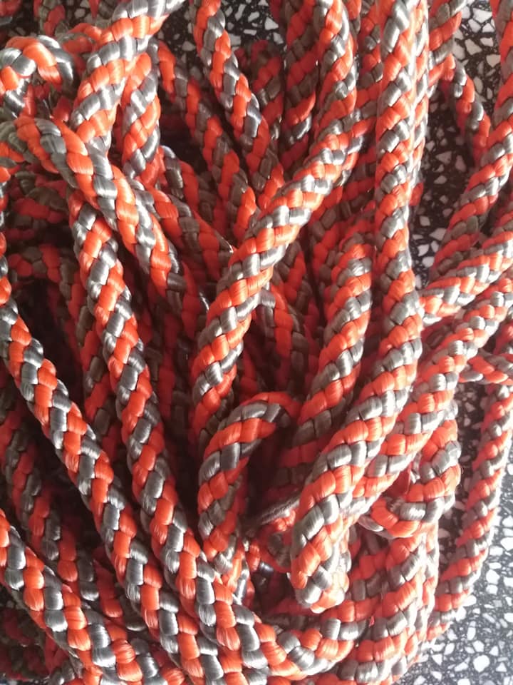 Šňůra proplétaná barevná 10 mm oranžová stříbrná