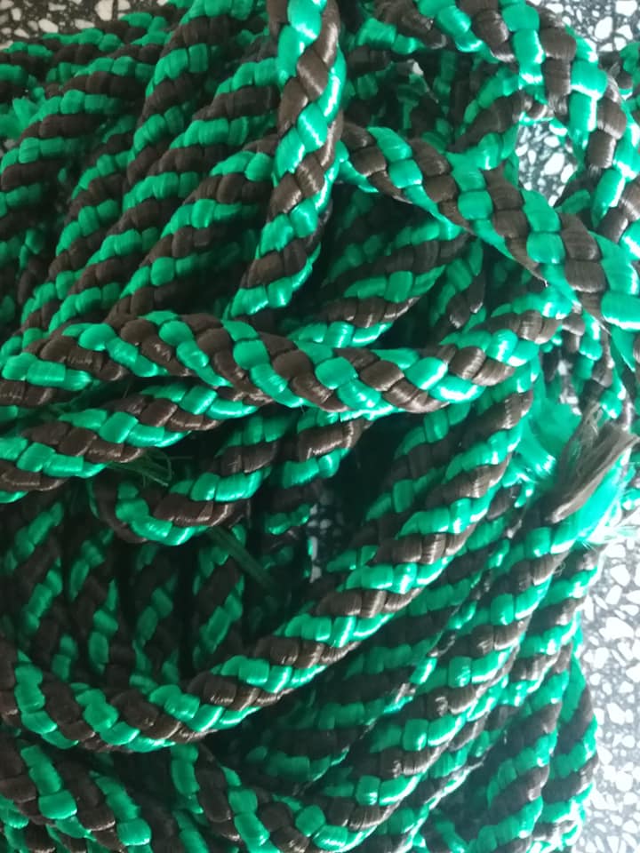 Šňůra proplétaná barevná 10 mm zelená černá