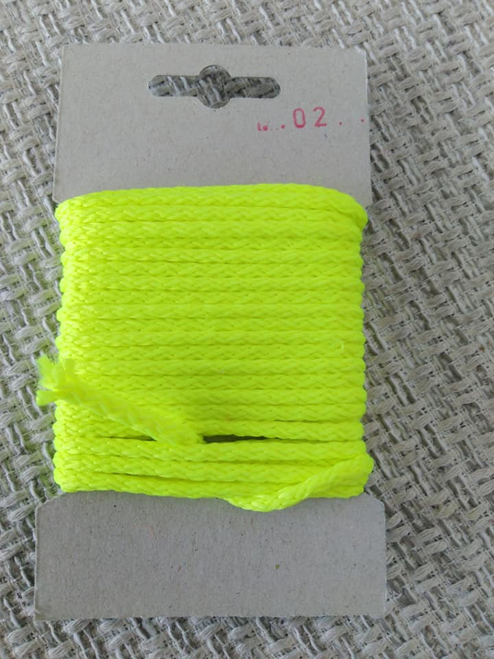Šňůra oděvní polyesterová 4 mm karta 5 m reflexní žlutá