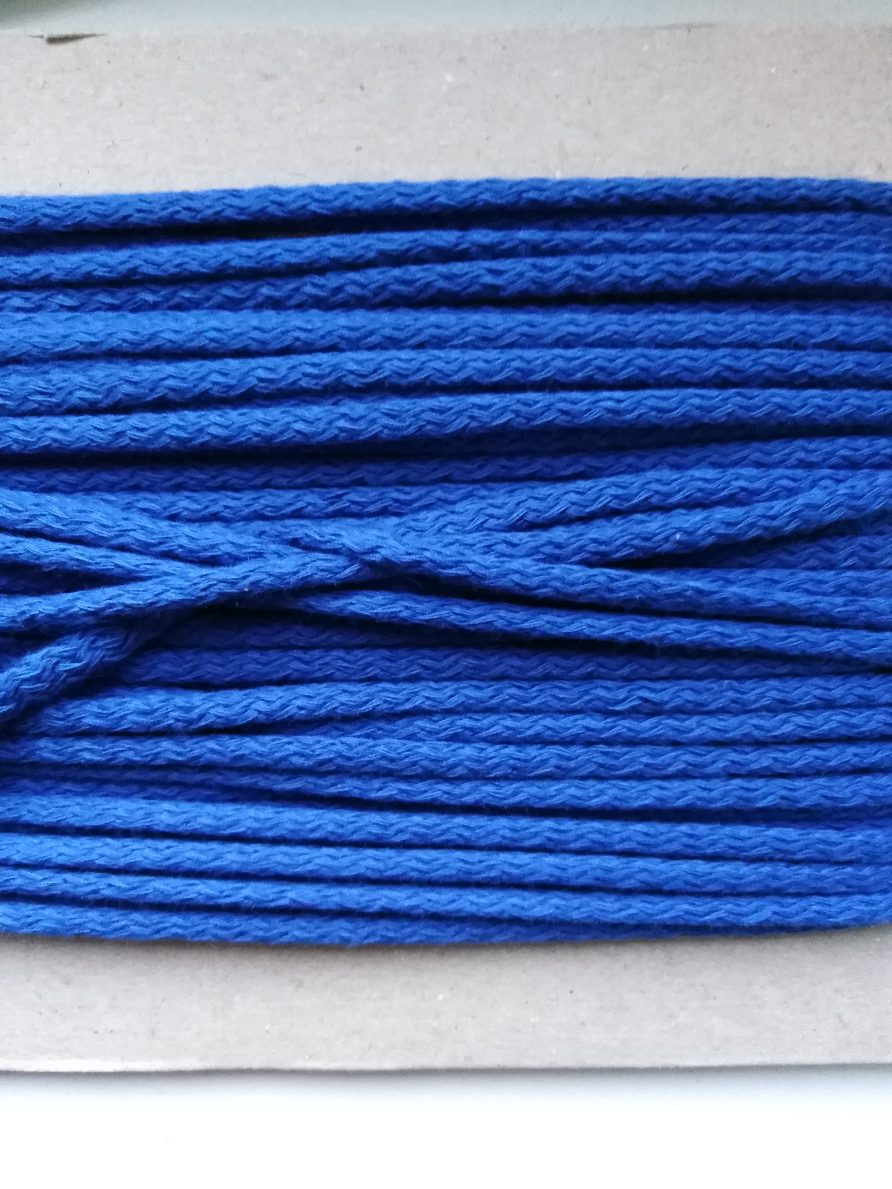 Šňůra oděvní bavlněná 4 mm modrá