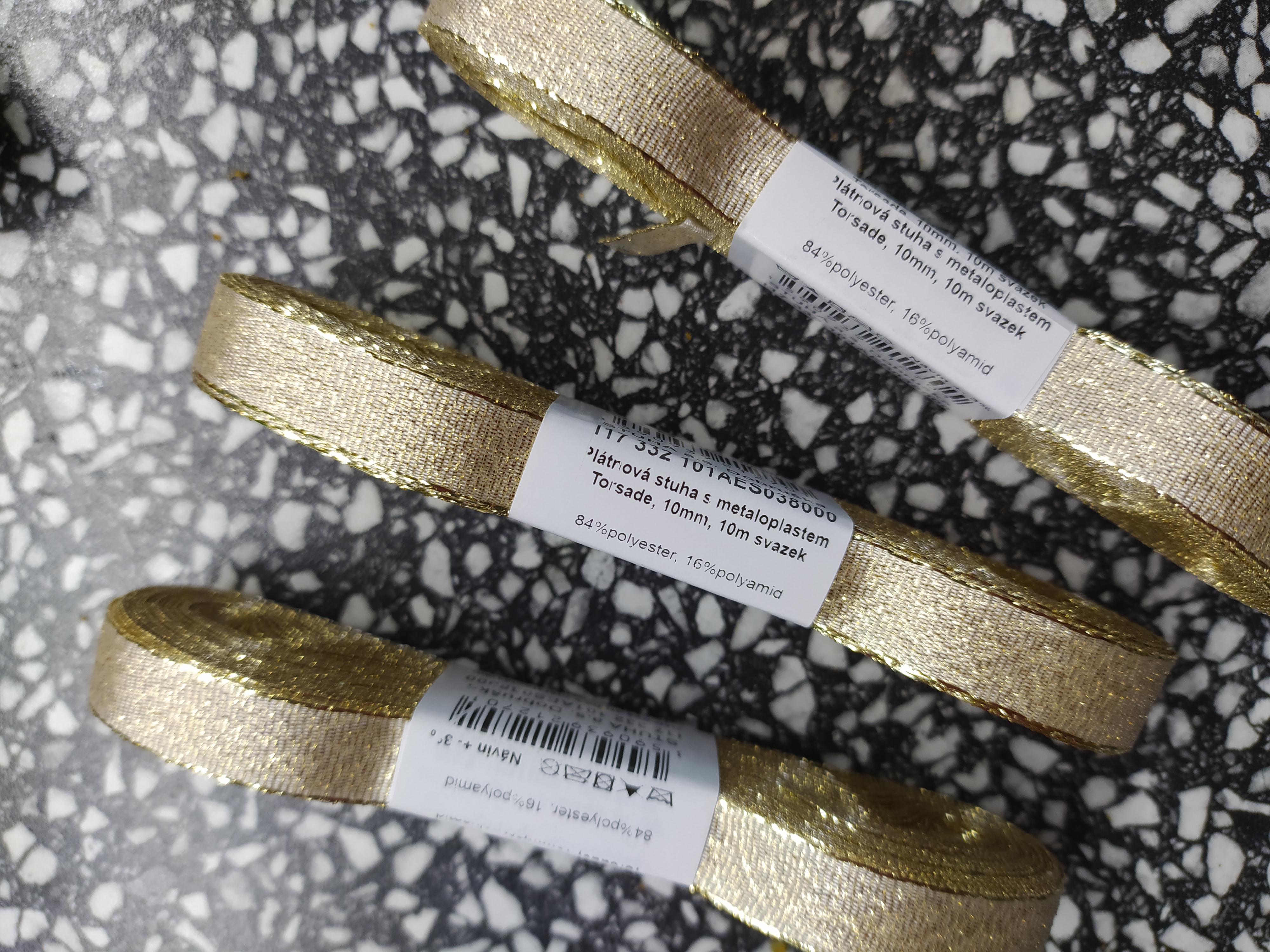 Stuha adjustační 10 mm zlatá