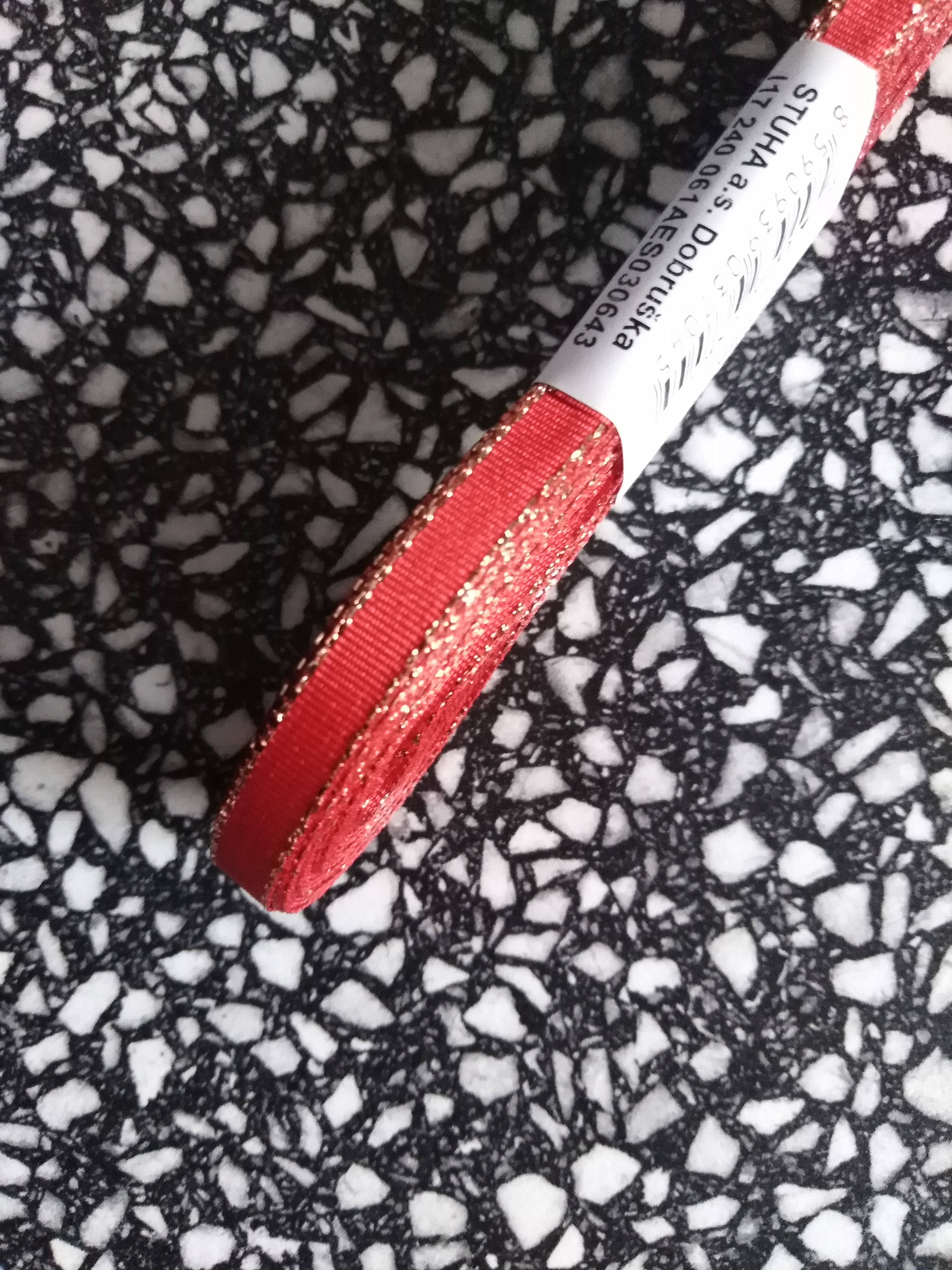 Stuha taftová s rexorem 6 mm červená+zlato