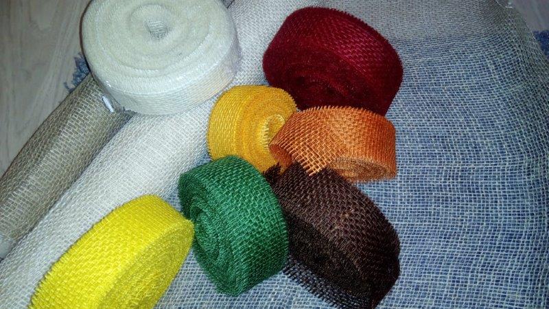 Stuha jutová řezaná 40 mm žlutá