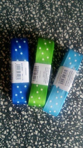 Stuha taftová 25 mm puntík jarní zeleň