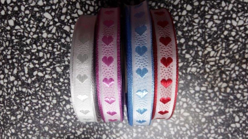 Stuha ozdobná srdíčka 15 mm modro bílá