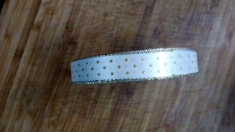 Stuha atlasová s rexorem 15 mm krémová+zlato