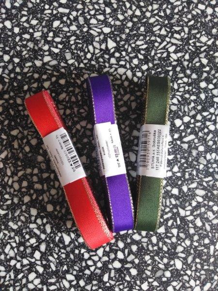 Stuha taftová s rexorem 6 mm fialová+zlato