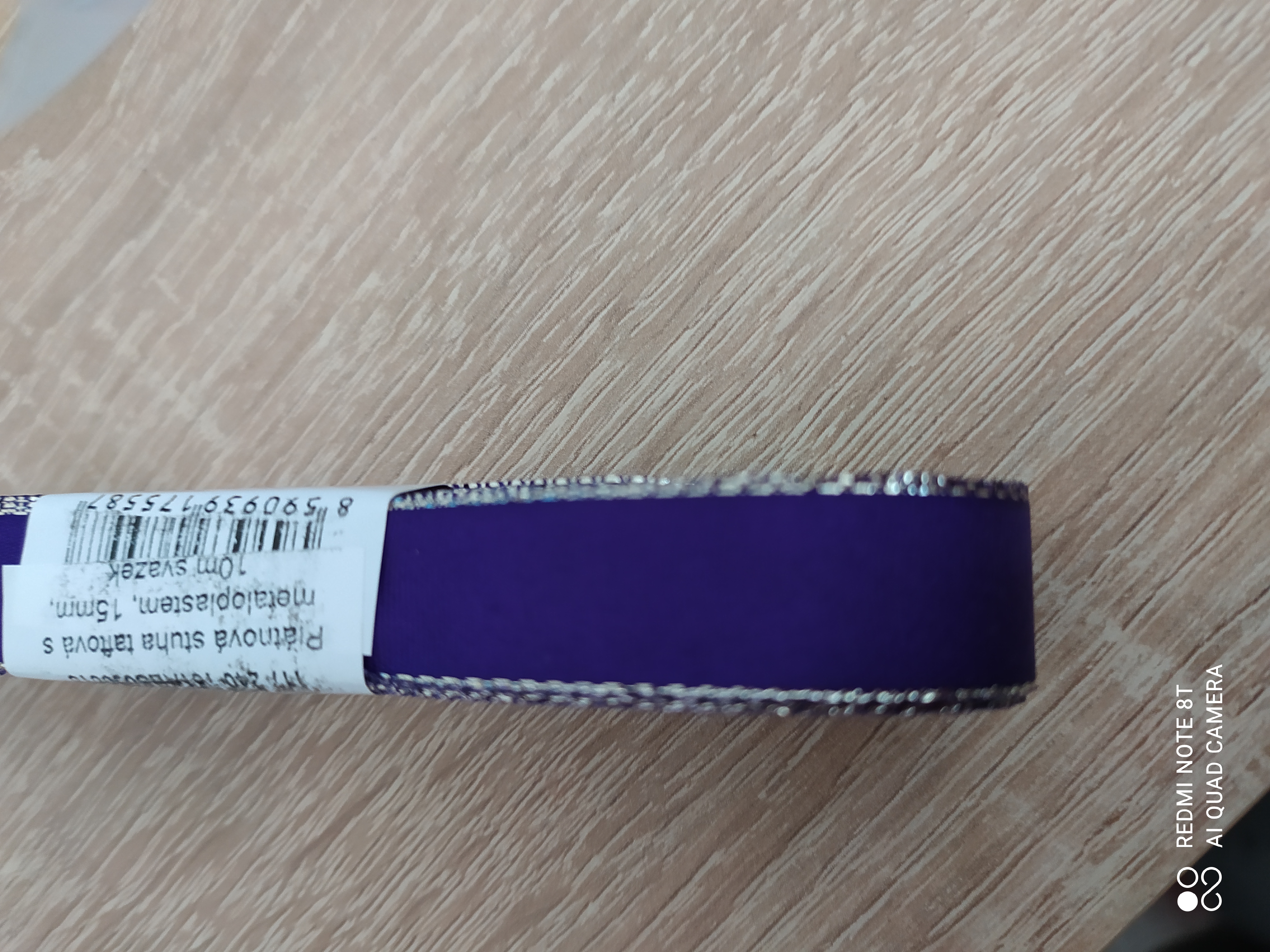 Stuha taftová s rexorem 15 mm fialová+zlato