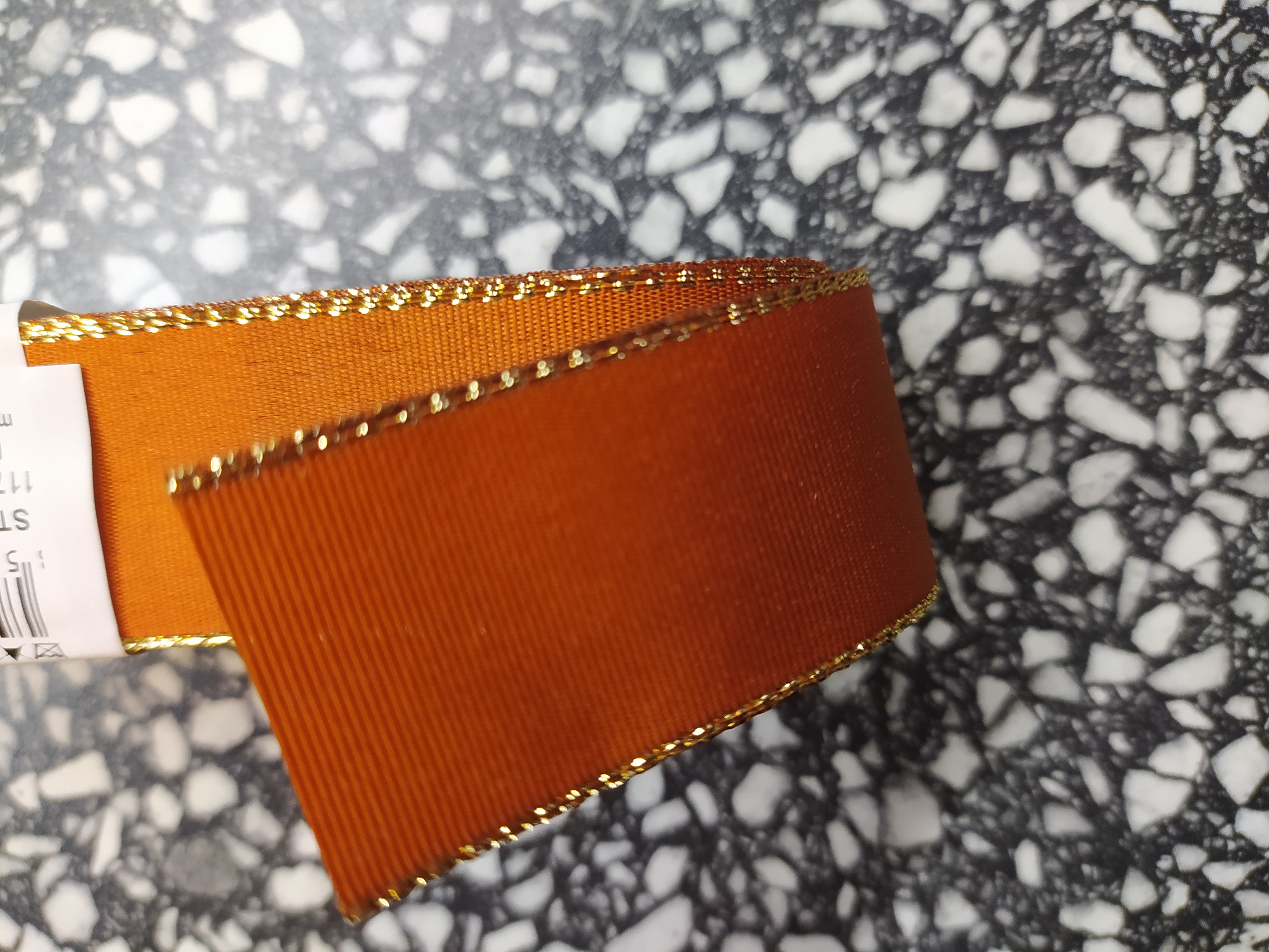 Stuha taftová s rexorem 25 mm rezavá+zlato