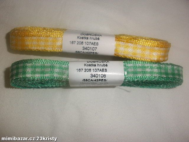 Stuha kostka 10 mm žlutá