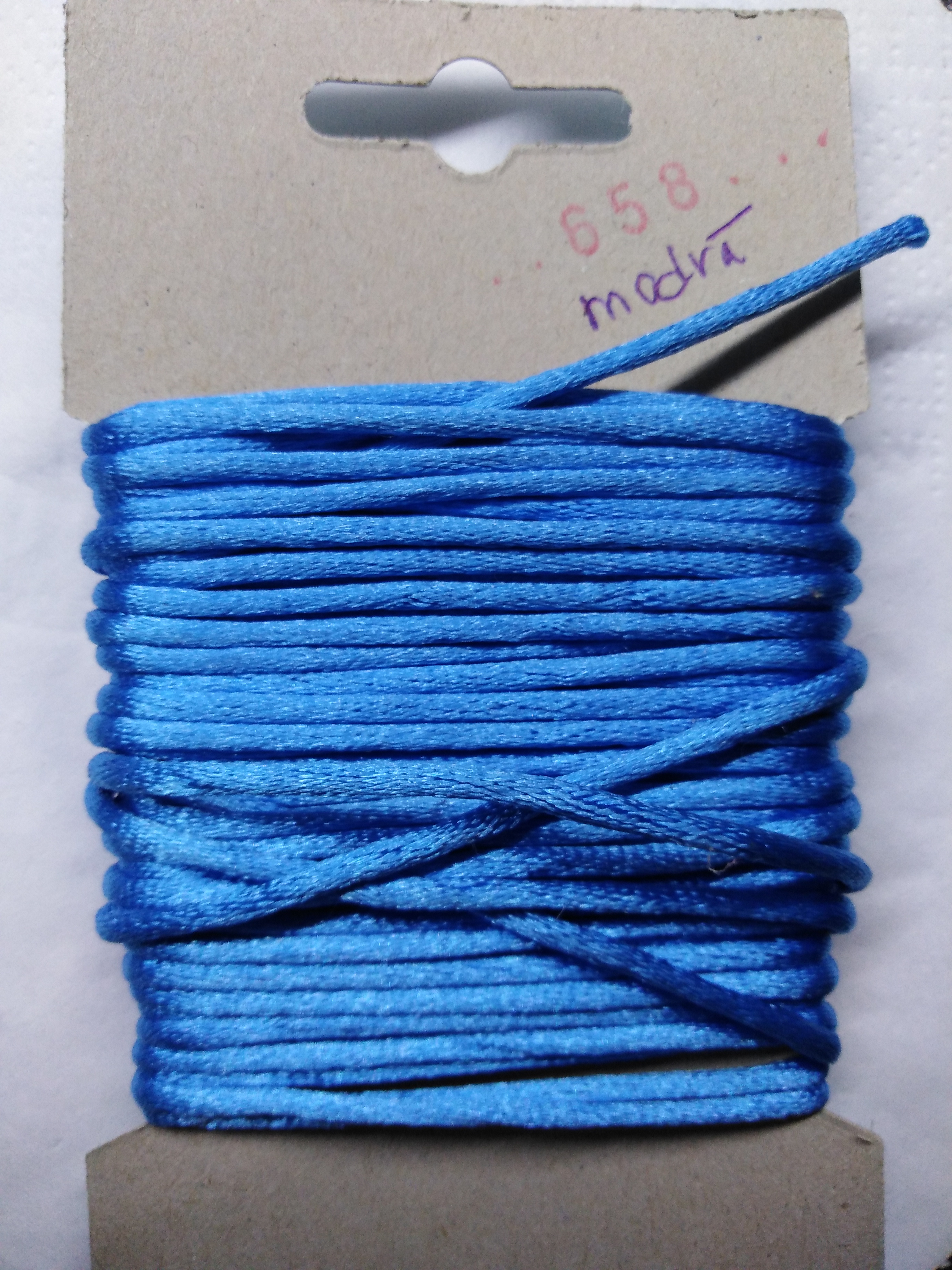 Šňůrka atlasová 2 mm modrá