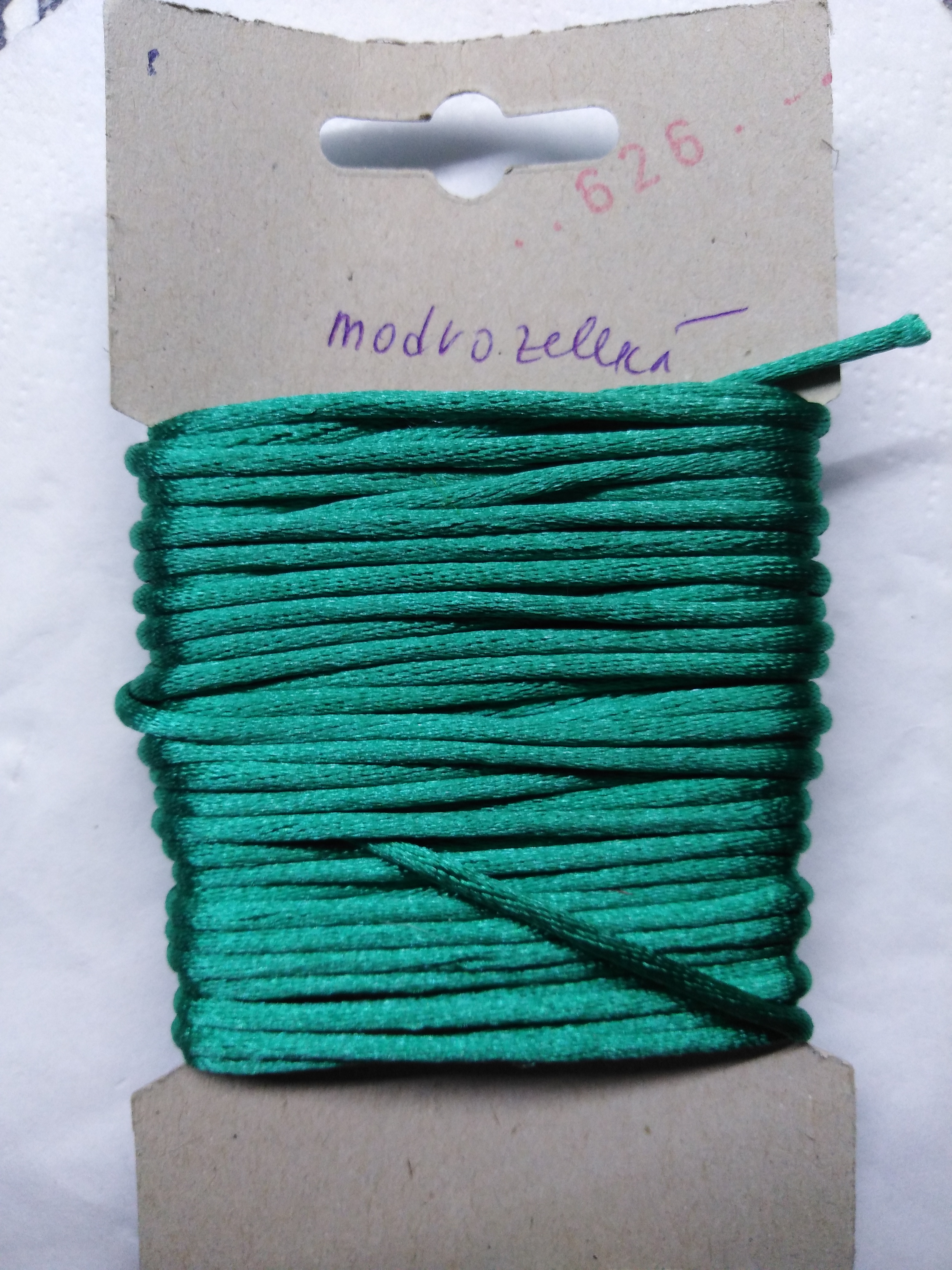 Šňůrka atlasová 2 mm modrozelená