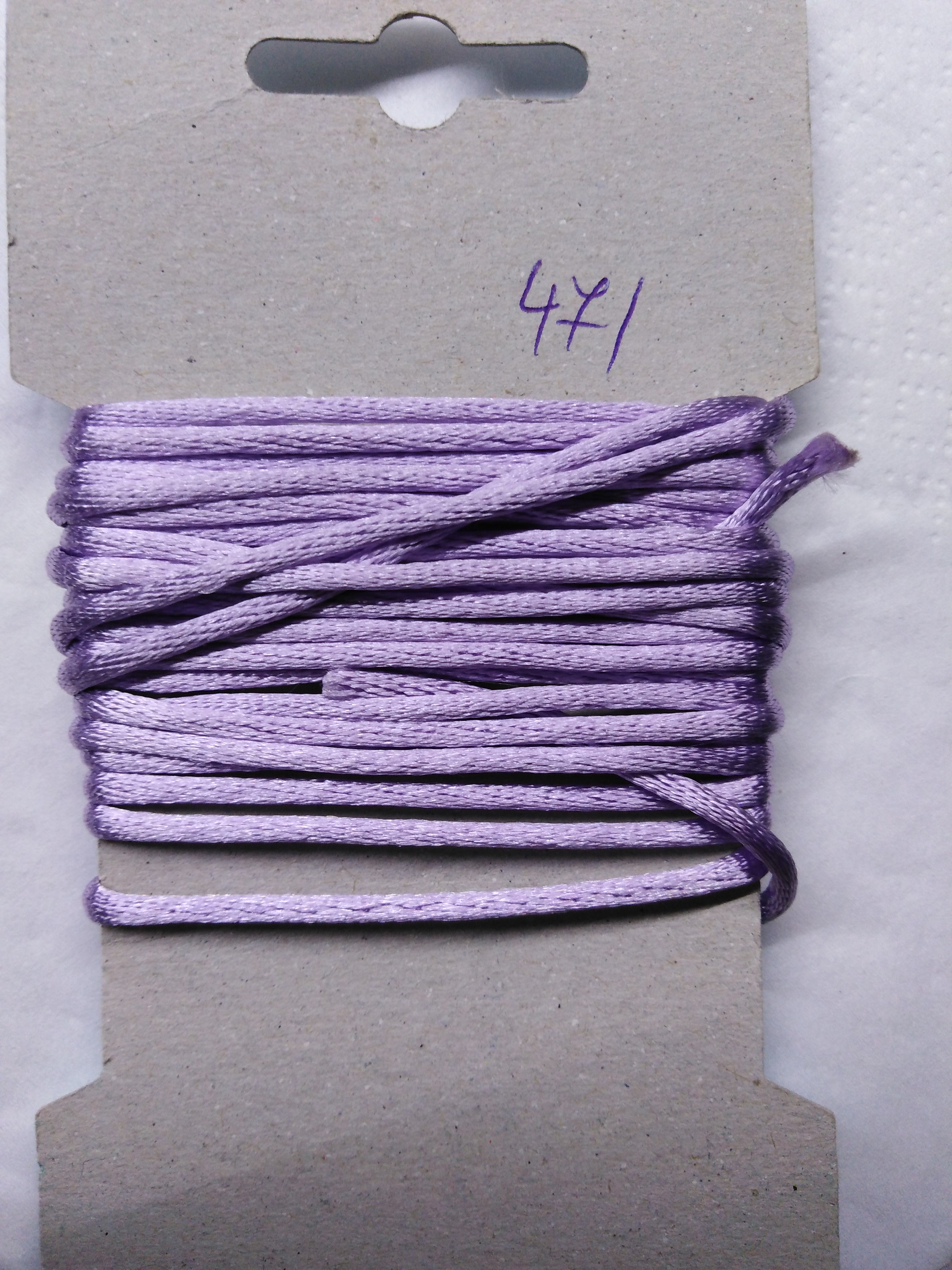 Šňůrka atlasová 2 mm světle fialová