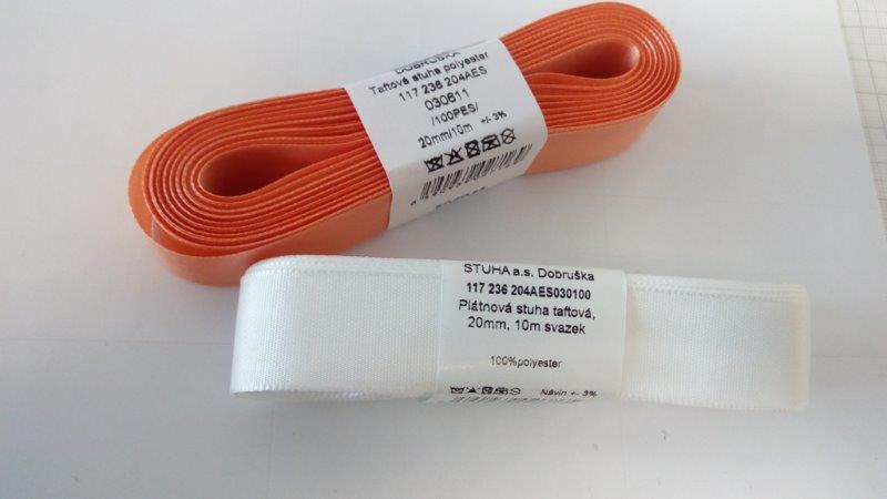 Stuha taftová 9 mm bílá