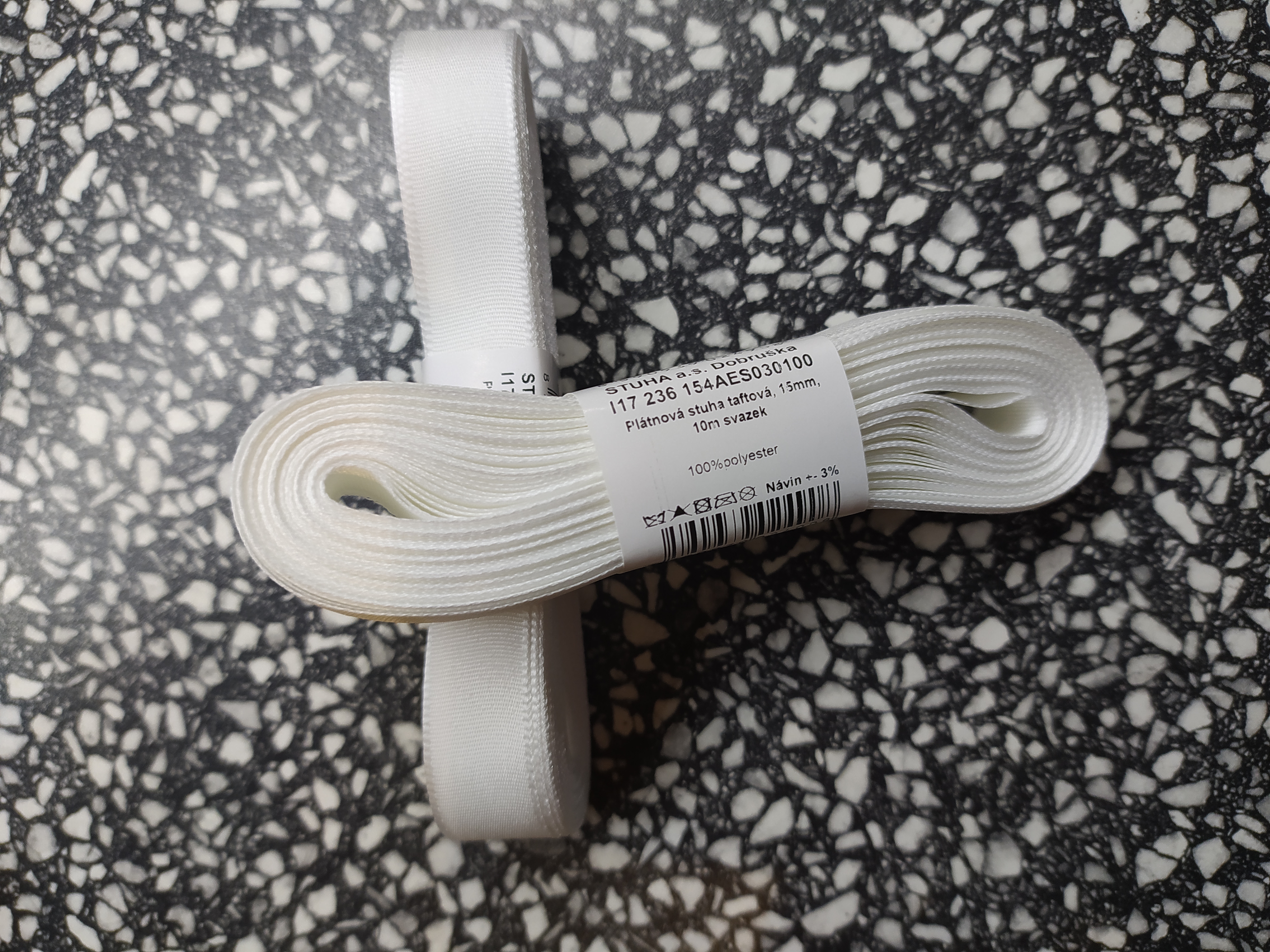 Stuha taftová 15 mm bílá