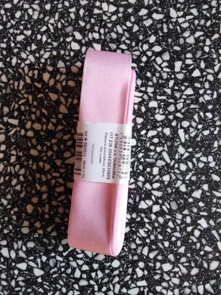 Stuha taftová 25 mm světle růžová