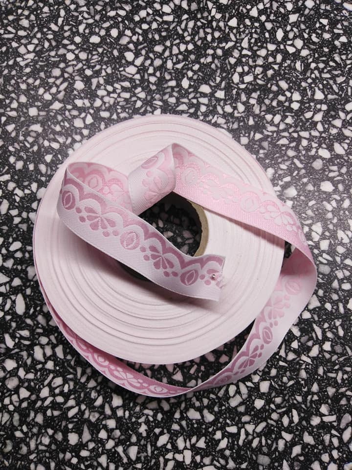 Stuha zoubková 20 mm světle růžová