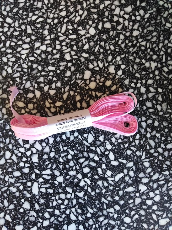 Stuha taftová 4 mm světle růžová