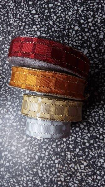 Stuha ozdobná s drátem 25 mm oranžovo zlatá